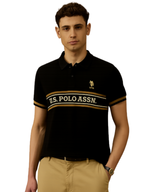 Men’s Premium Black Polo T-Shirt with Classic Stripe Detail (Copy)