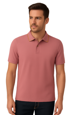 Luxury Pink Polo with Gold Accent