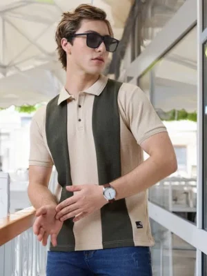 Striped Collar T-shirt: Premium Pique Polo